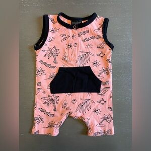 6-9m Little Bipsy Pink and Black Vacation Romper